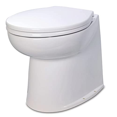 Image of Jabsco 58280-1012 Deluxe Flush 12V DC Electric Toilet | Straight Back with Pump Raw Water Rinse, 14 inch