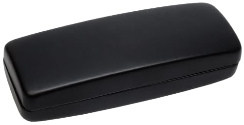 Image of Calabria S412 Extra Large Hard Shell Eyeglass Case - Black Snap Closure Glasses Case with Soft Felt Interior