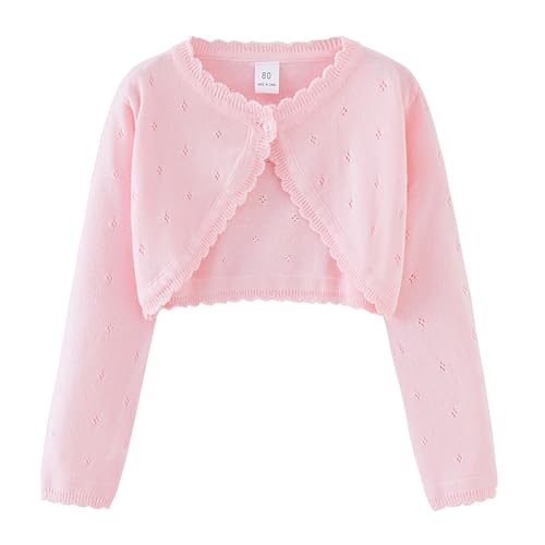 Kids Girls Knit Long Sleeve Cardigan One Button Closure 𝗦hrugs Lace Cardigan Solid Color Crop Tops for Girls