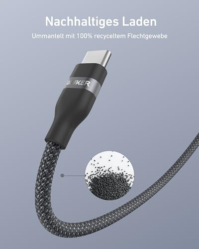 Anker USB C Lightning Kabel, Upcycled-Flechtgewebe USB C auf Lightning Kabel 180cm, ultra-schnelles Ladekabel für iPhone 14/13/12/11 Serie und mehr 5