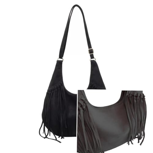 Image of Women Vintage Suede Fringe Hobo Bag Tote Shoulder Bag Crossbody Bag and Hippie Western Cowgirl Purse Shoulder Bag