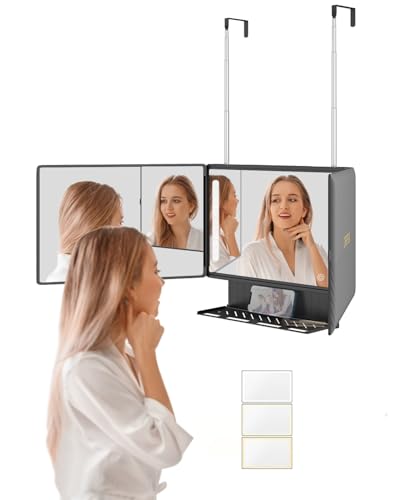 Dripex 3 Way Mirror Storage Shelf and 3 Color LED Lights,