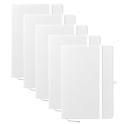 Gifts by Design Juego de 5 cuadernos de diario para mujeres y hombres, 80 páginas, color blanco, cuaderno de composición para diario, escritura, trabajo, viajes, universidad. Haz diseños