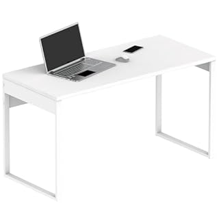 briebe Bureau, Table Informatique Bureau, Pieds en Métal 76x135x60cm (Hauteur x Largeur x Profondeur) Design Industriel, Smuk Blanc Atlas