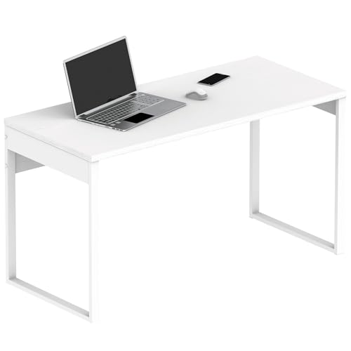 briebe Bureau, Table Informatique Bureau, Pieds en Métal 76x135x60cm (Hauteur x Largeur x Profondeur) Design Industriel, Smuk Blanc Atlas