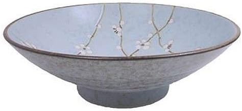 Vajilla japonesa de 9.75 pulgadas de diámetro, porcelana, color gris, ciruela, cerezo, flor, arroz, sopa de ramen