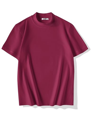 Image of COOFANDY Mens Mock Turtleneck Shirts Casual Premium Cotton Short Sleeve Shirt Basic Half Neck T-Shirts