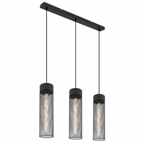 Hängeleuchte Pendelleuchte Esszimmerlampe 3-flammig Schwarz Metall H 120 cm