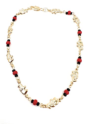 18K Brazilian Gold Filled Anklet Link Chain Good Fortune & Azabache Protection Jewelry2