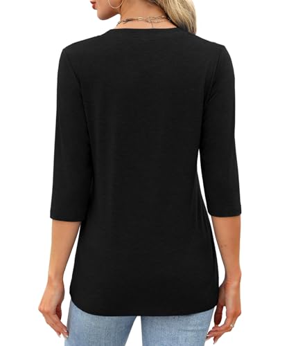JomeDesign Womens Tops 3/4 Sleeve V Neck Shirts Dressy Casual Tunic Blouses Summer Tees4