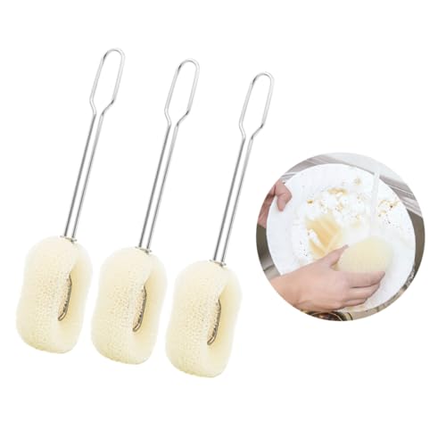 FRCOLOR Cup Brush Cleaner 3pcs Bottle Washer Brush Bottle Brush Cup Brush Sponge Bottle Cleaner Brush for Bottle Sponge Brush White Replaceable Sponge Bottle Brush