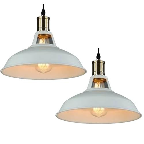 DC VOLTAGE Modern White Light Shade with Metal Easyfit Bulb Guard 16cm x 30cm