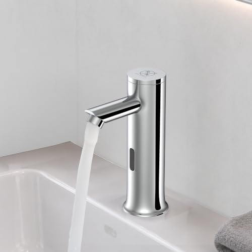 Image of RN Automatic Touchless Sensor Faucet for Wash Basin, Motion Sensor Bathroom Sink Tap, Hands-Free Smart Faucet with Chrome Finish, Water Saving Kitchen & Bath Fixture (Pillar Body.2)