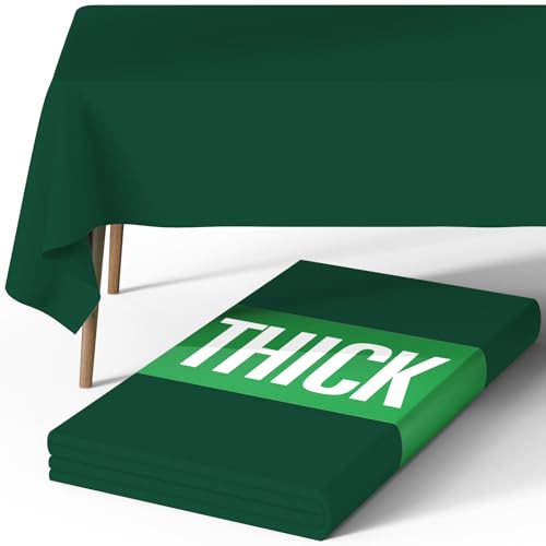 Image of Pureegg Polyester Tablecloth 60 inch x 84 inch Reusable & Washable Hunter Green | Durable, RectangleTable Cloth , for Outdoor Party, Picnic, Wedding, Banquet, Birthday