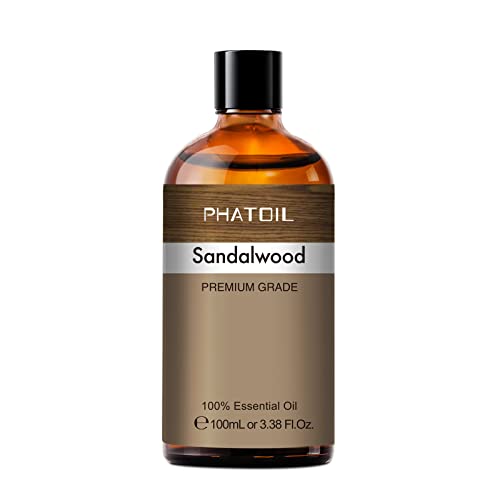 Phatoil 100Ml Sandalwood Essential Oil, Pure Aromatherapy Essential Oils For Diffuser, Humidifier, Relax, Scented Oils For Soap, Candle Making, Huge 3.38Fl.oz Bottle #TOP1