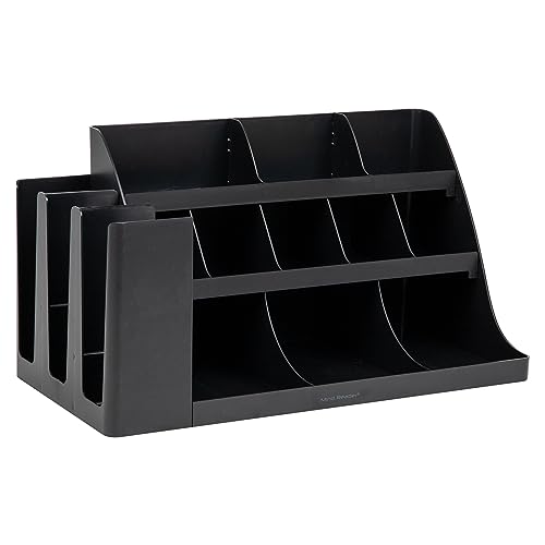 Mind Reader 14 Compartment 3 Tier Large Breakroom Coffee Condiment Organizer, Black