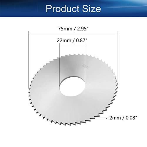 Auniwaig Hss Circular Metal Cutting Saw Blade Discs, 60T Round Slitting Saw Cutter, 75Mm X 22Mm X 2Mm, For Rotary Tool Cutting Wheel #TOP1