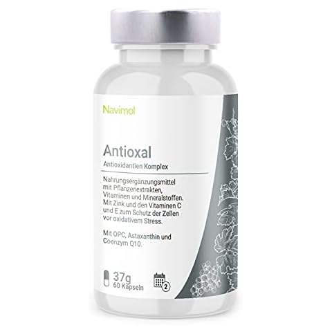 Antioxal | OPC Traubenkernextrakt, Astaxanthin & Coenzym Q10 | 60 Kapseln: Zink, Vitamin C & E zum Schutz der Zellen vor oxidativem Stress | Antioxidantien Komplex | Vegan: Qualität aus Deutschland Cover