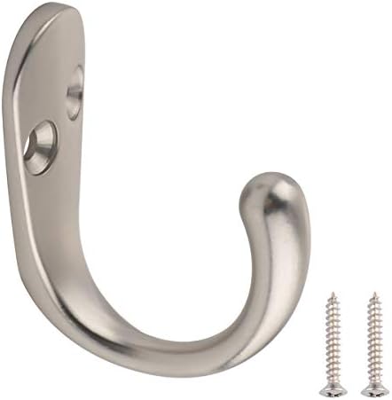 Amazon Basics Robe Hook - Satin Nickel, 5-Pack