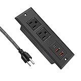 20W Recessed Power Strip USB C Fast Charge Desk Power Outlet Type C Flush Mounted Extension Power Plug for Conference Countertop Desktop Drawer Sofa ETL Listed (Black)