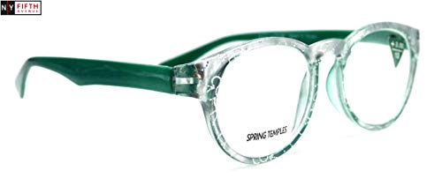Grace, Premium Reading Glasses High End Readers +1.25 +1.50 +1.75 +3 Magnifying Glasses, Round. Optical Frames. Green. NY Fifth Avenue.