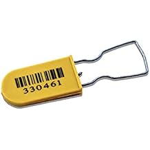 Plastic Wire Padlock A Security Seal, Numbered and Barcode, Yellow Color, 100 pcs. BFSEALS Free & Quick Shipping