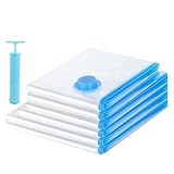 Bolsas de almacenamiento con cremallera de compresión al vacío con bomba de mano, paquete de 7, poliamida, transparente (2 pequeñas + 2 medianas + 2 grandes + 1 extra grande)