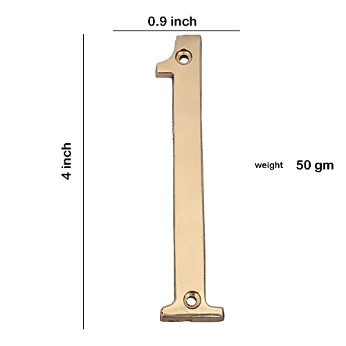 Image of 4 inch Brass House Hotel Door Number Plaque Sticky Numeric Numerical Digit 0-9 [9 (Nine)] (ONE)