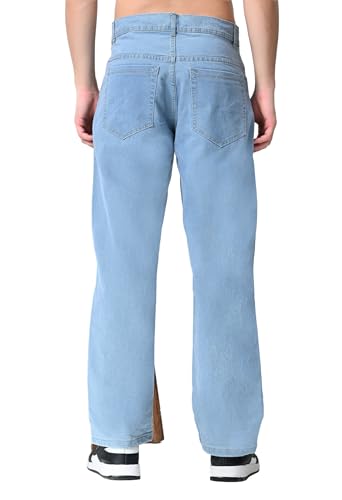 Image of Comfits Men's Loose Fit Baggy Jeans, Sky Blue, Straight Leg, Casual Denim