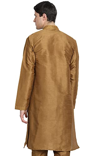 SKAVIJ Men's Tunic Art Silk Long Shirt Embroidered Casual Kurta2