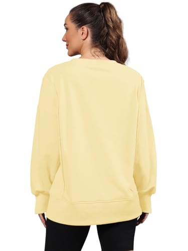 Nirovien Womens Oversized Crewneck Sweatshirt Side Slit Long Sleeve Pullover Slouchy Fit Tops4