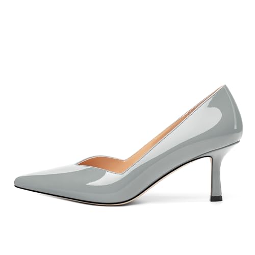 Image of Women Pointed Closed Toe 2.5 Inch Kitten Heel Slip On Pumps | Elegant Comfort Formal Dress Footwear, Versatile Ladies Shoes For Office Wedding Party Evening Daily Occasions