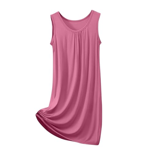 T-shirt de nuit confortable col rond et sans manches coupe ample rose 6XL