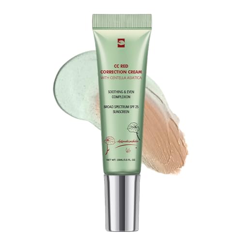 CC Red Correct With Cen-Tella CC Cream Foundation Color Correcting Cream Skin Tone Correcting Green Concealer For Redness Balance Skin Tone And Reduce Redness Suitable For All Skin Types