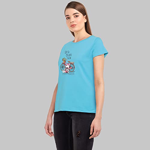 Image of Women's, Round Neck, Half-Sleeve, Printed, Cotton, Regular Fit, T-Shirt for Women