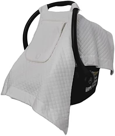Nesting Baby Car Seat Covers for Babies - Canopy infant seats cover for newborn girl boy, Cotton breathable & lightweight with sun shade window, Canopies carriers accessories cold & warm weather WHITE