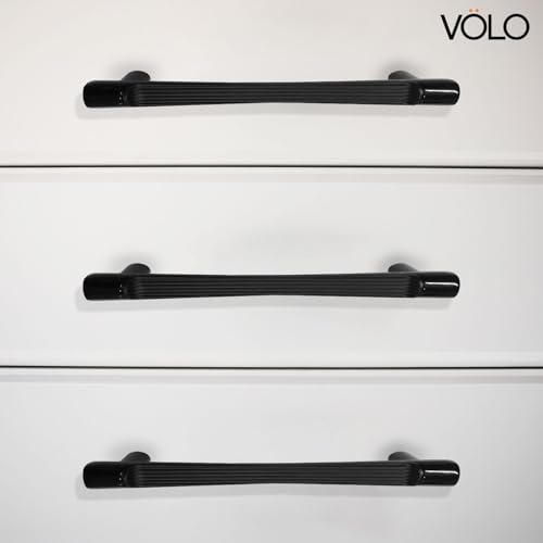 Image of VOLO Wardrobe Cabinet Handle - Sleek Pull Handle for Drawers, Wardrobes, Sliding Doors, and Cabinets in Kitchen, Bedroom, and Office (R-241) (1, Black, 160MM (8 Inch))