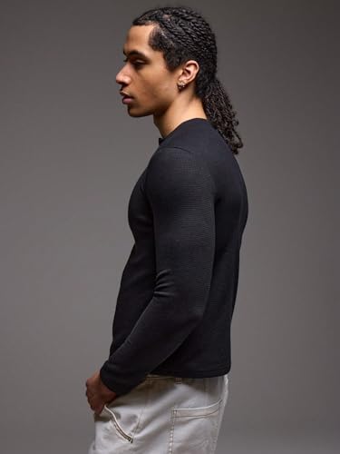 Image of The Modern Soul Men's Waffle Knit Henley Half Sleeve Tshirt for Men