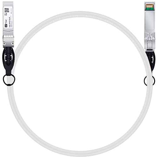 H!Fiber White SFP+ Cable, 10G SFP+ DAC, 1M(3.3ft), Passive Direct Attach Copper Twinax Cable for Cisc SFP-H10GB-CU1M, Ubiquiti UniFi UC-DAC-SFP+, TP-Link, Meraki, Mikrotik, Intel, Fortinet, Netgear