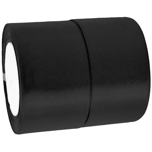 Black Satin Ribbon Rolls 2 inch Wide Silk Blanket Binding Ribbon ...