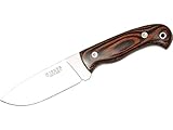 Largo de Hoja: 11 cm Joker Cuchillo de Caza Montés II CR58 con Mango Stamina, Hoja de 11 cm, con Funda de Cuero Color marrón, Herramienta de Pesca, Caza, Camping y Senderismo