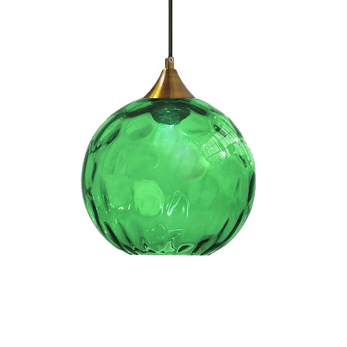 ZTTECH Suspension en Verre Vert 200 mm Style Vintage avec Douille en Métal Doré Bronze E27 Lampe Suspendue pour Îlot de Cuisine Salle à Manger Chambre...
