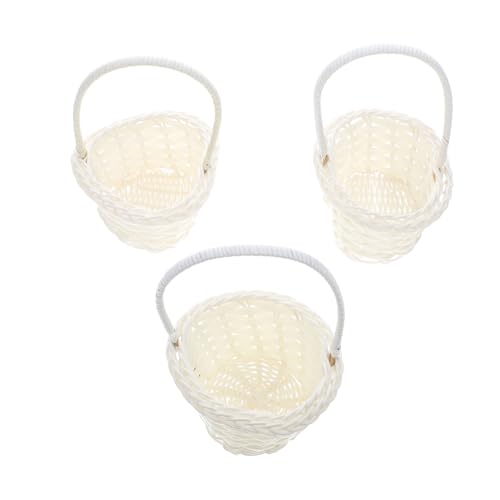 WATIIFUFU 3 Stück Teiliges Rattan geflochtenes Weiß Handgefertigte...
