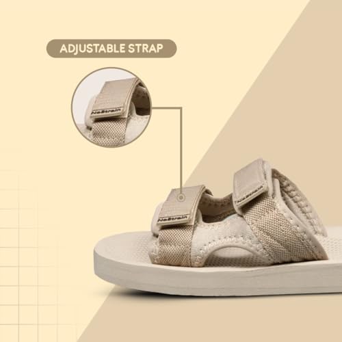 Image of NoStrain Men's Casual Sandals - Comfortable, Washable & Waterproof Open-Toe Footwear for Men with 4-Point Adjustable Velcro Strap, Heel Cushioning & Triple-Density Sole