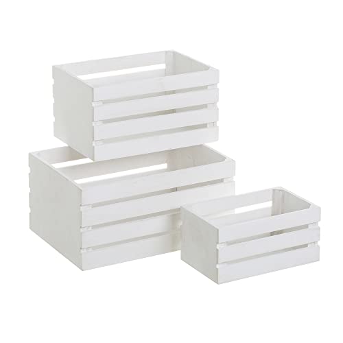 LOLAhome Set de 3 Cajas organizadoras de Madera Blancas