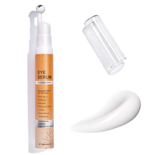 5% Caffeine Eye Serum with 360° Roller,Under Eye Cream for Dark C...