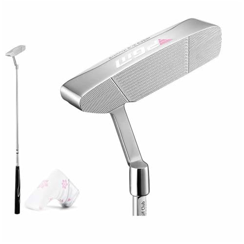 Putter de palo de golf, estilo hoja de golf, práctica de golf para hombres y mujeres con funda para la cabeza de golf (plateado, putter con cubierta para la cabeza)