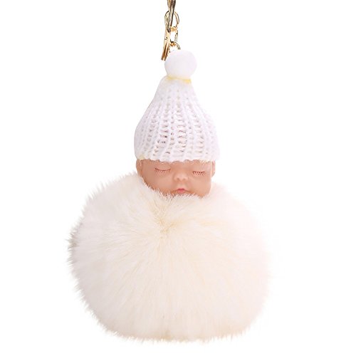 Preisvergleich Produktbild Maus Schlüsselbund Pelztier Schlüsselanhänger Inhaber Pompons Schlüsselanhänger,10CM (8CM, Beige-Puppe B)