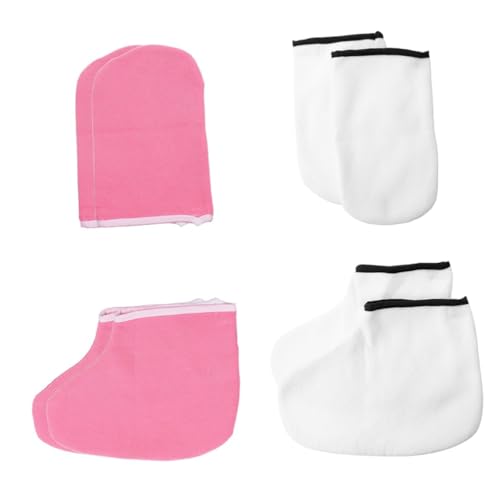 LRXIYODE 4 Cubre Manos y Pies Exfoliantes y Humectantes y sin Logo para Cuidado de Pies Secos y Agrietados Reutilizables y Cómodos para Spa y Pedicura Profesional