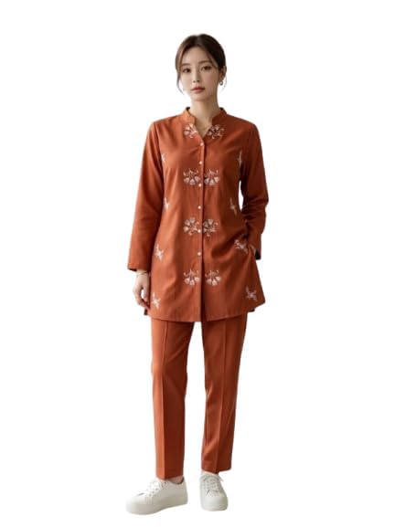 zyeincovr Elegant Women Two Piece Ethnic Co-Ord Set with Embroidered Long Kurti & Traditional Occasions Festive GatheringsPants (XL SIZE)-picture-15